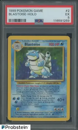 1999 Pokemon Game #2 Blastoise Holo PSA 5 EX - Image 1