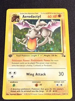 1999 Aerodactyl #1/62 HOLO Pokemon Fossil 1ST Edition NM - Image 1