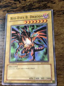 YU-GI-OH RED EYES B. DRAGON SD1 DRAGON'S ROAR 1ST EDITION MP - Image 1
