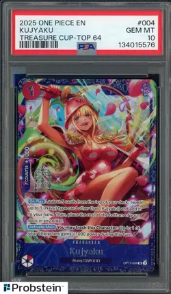 2025 ONE PIECE PROMOS #004 KUJYAKU TREASURE CUP-TOP 64 PSA 10 MINT POP 1 - Image 1