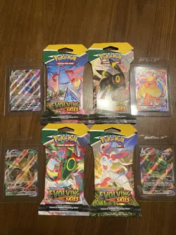 Pokemon Evolving Skies Sleeved Booster Pack Full Art Set New With 4 Vmax cards 820650808777 - Image 1