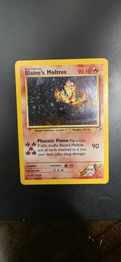 Pokemon TCG Blaine's Moltres Gym Heroes Holo Card 1/132 Unlimited Rare - NM - Image 1