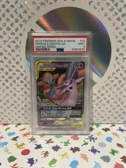 Pokemon TCG Espeon & Deoxys GX Card 72/236 NM/M Condition PSA 9 - Image 1