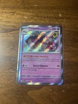 Pokemon TCG Tinkaton Baby Shiny Holo Rare Card 167/091 Paldean Fates - Image 1