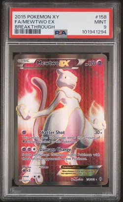PSA 9 Mewtwo EX Full Art - XY Breakthrough 2015 Pokemon Card 158/162 - Image 1