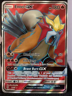 Pokemon Entei GX TCG Full Art Holo Card Shining Legends 71/73 Ultra Rare - Image 1