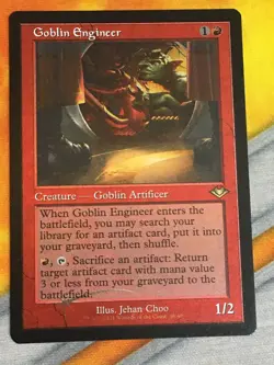 D1195 MAGIC GATHERING MODERN HORIZONS RETRO GOBLIN ENGINEER FOIL #16 NM R MTG - Image 1