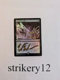 1x Painful Truths - Battle for Zendikar Prerelease Promo - Foil - Shadow Signed - Image 1