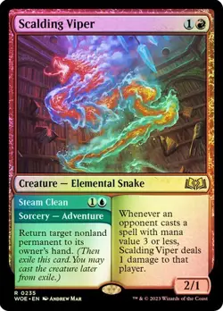 Scalding Viper Foil NM RARE MTG Wilds of Eldraine [WOE] #235 Red Snake Near Mint - Image 1