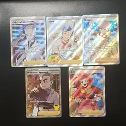 Pokemon TCG Trainer Holo Card Lot (5) Colress, Cook, Ortega, Professor, Zisu - Image 1