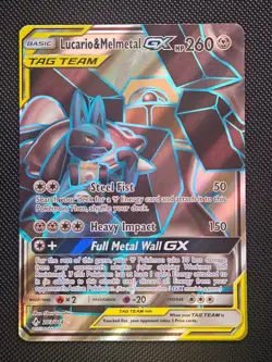 Pokemon TCG Unbroken Bonds 2019 Tag Team Lucario & Melmetal GX 203/214 SM NM - Image 1