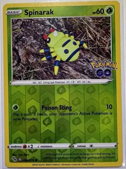 Spinarak (Peelable Ditto) UNPEELED 006/078 Pokemon GO Reverse Holo NM - Image 1