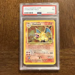 1999 Pokemon Base Set Unlimited #4 Charizard Holo PSA 7 NM - Image 1