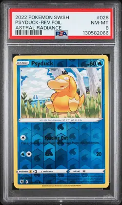 2022 POKEMON SWORD & SHIELD ASTRAL RADIANCE #028 PSYDUCK-REVERSE FOIL PSA 8 - Image 1