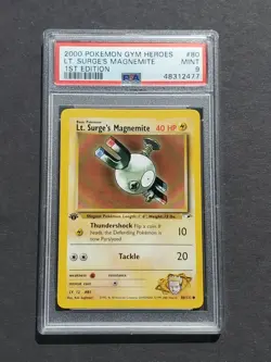 PSA 9 1ST EDITION LT. SURGE'S MAGNEMITE 80/132 GYM HEROES SET - MINT - Image 1