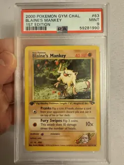 2000 Pokemon 1st Edition Blaine’s Mankey Gym Challenge 63/132 - PSA 9 Mint! WOTC - Image 2