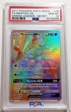 2017 POKEMON SUN & MOON #76 FA/MEWTWO GX SHINING LEGENDS PSA 10 (B) - Image 1