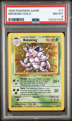 1999 Pokemon Base Set Nidoking Holo 11/102 - PSA 8 Near Mint - Mint - Image 1