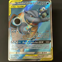 Pokemon Cosmic Eclipse Blastoise and Piplup GX Full Art 214/236 Mint Condition - Image 1