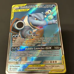 Pokemon Cosmic Eclipse Blastoise and Piplup GX Full Art 214/236 Mint Condition - Image 2
