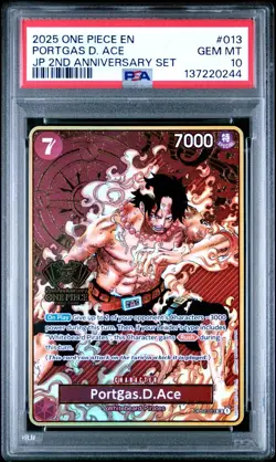 2025 ONE PIECE OP02-013 JAPANESE 2ND ANNIVERSARY SET PORTGAS D. ACE ENG PSA 10 - Image 1