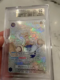 Monkey.D.Luffy Gold Foil OP05-119 a Fist of Divine Speed BGS Pristine 10! - Image 2