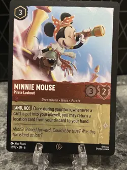 Disney Lorcana TCG Minni Mouse Pirate Lookout 12/P2 Promo Card Foil NM - Image 1