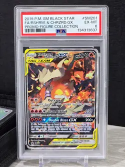 Pokemon Card Reshiram & Charizard GX Sm Black Star Promo #SM201 Full Art PSA 6 - Image 3