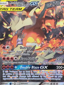 Pokemon Card Reshiram & Charizard GX Sm Black Star Promo #SM201 Full Art PSA 6 - Image 5