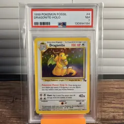 PSA 7 1999 Pokemon Fossil Dragonite Holo Graded Slab TCG Card. - Image 1
