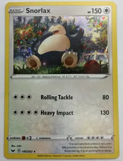 Pokemon TCG 2020 Snorlax Rare Cosmos Holo Card 140/202 SWSH Hidden Fates - Image 1