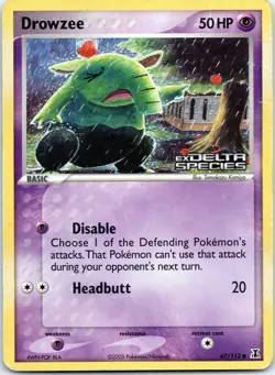 Drowzee Reverse Holo 67/113 ex Delta Species 2005 Pokemon Card - Image 1