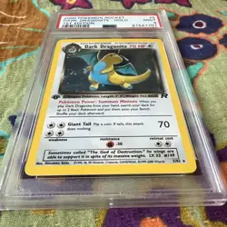 Dark Dragonite 5/82 Team Rocket-1st Edition PSA 9 Holo BIG Swirl 🌀PERFECT CARD - Image 2