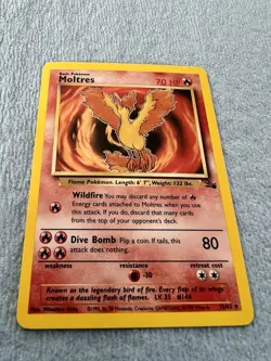 Moltres 12/62 Fossil Holo Pokemon TCG 1999 Card Mint - Image 1