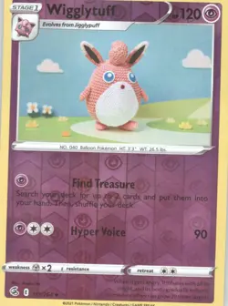 Wigglytuff Reverse Holo Pokemon tcg SWSH08: Fusion Strike #111/264 - Image 1