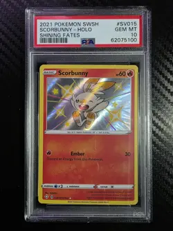 2021 Pokemon Shining Fates #SV015 Scorbunny-Holo Shining Fates PSA 10 - Image 1