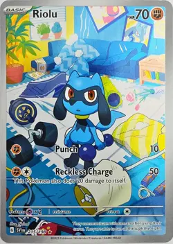 Pokemon Riolu TCG Scarlet & Violet Base Set Holo Card 215/198 Illustration Rare - Image 1