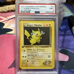 Lt. Surge’s Pikachu 81/132 - 2000 Pokemon Gym Heroes 1st Edition PSA 9 Mint - Image 1