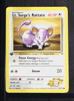 PSA 9 MINT 2000 Pokemon Gym Heroes #82 LT. Surge's Rattata 1st Edition !!! - Image 3