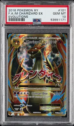 2016 POKEMON XY EVOLUTIONS #101 FULL ART/M CHARIZARD EX PSA 10 - Image 1