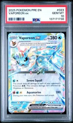 PSA 10 - Vaporeon ex 023/131 - 2025 Pokemon PRE EN Prismatic Evolutions - Image 1