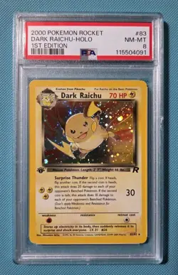 Pokemon 1st Edtion Dark Raichu 83/82 Team Rocket Holo Graded PSA 8 NM-MT - Image 2