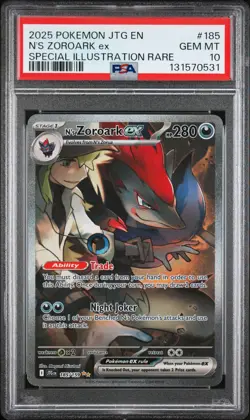 2025 POKEMON JTG EN-JOURNEY TOGETHER #185 N'S ZOROARK EX PSA 10 - Image 1