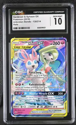 GARDEVOIR & SYLVEON GX 2019 Pokemon SM Unbroken Bonds Tag Team #130/214 CGC 10 - Image 1