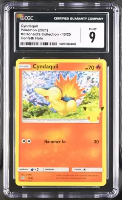 Pokemon Cyndaquil 10/25 McDonald's Collection 2021 Confetti Holo CGC 9 MINT - Image 1