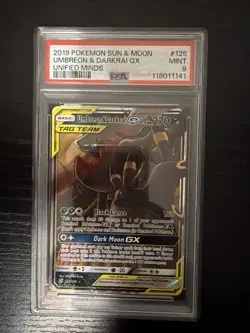 2019 POKEMON SUN & MOON UNIFIED MINDS #125 UMBREON & DARKRAI GX PSA 9 - Image 1