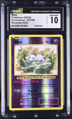 Mew *CGC 10* Reverse Holo *Evolutions* #53 *2016* Pokemon - Image 1