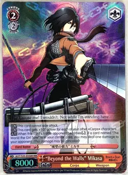 Attack on Titan Weiss Schwarz Trading Card Holo Foil Mikasa AOT/S35-E058R RRR - Image 5