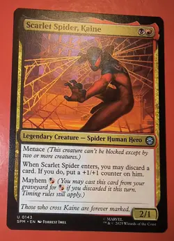 MTG: SPIDER-MAN: SCARLET SPIDER, Kaine, 0143, REGULAR FINISH, UNCOMMON, NM - Image 1