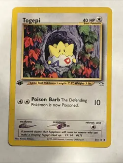 Pokemon TCG Togepi Neo Genesis Unlimited Uncommon Card 51/111 First Edition HP - Image 1